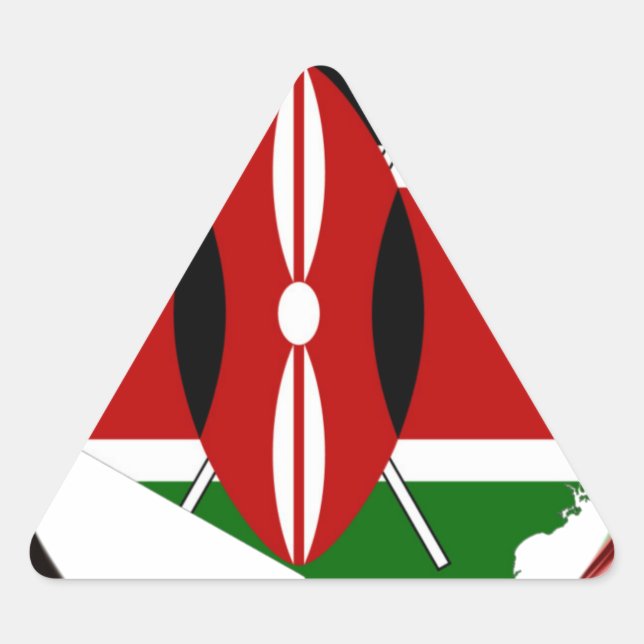 Kenya Celebration Colourful Flag Map Vector Artwor Triangle Sticker (Front)