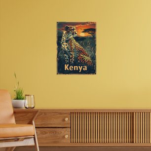 Kenya Cheeatah sunset Poster