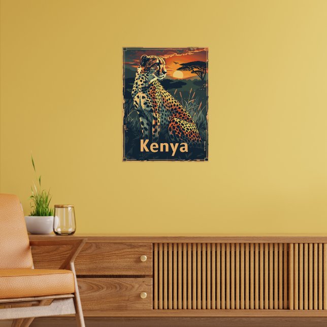 Kenya Cheeatah sunset Poster (Living Room 2)