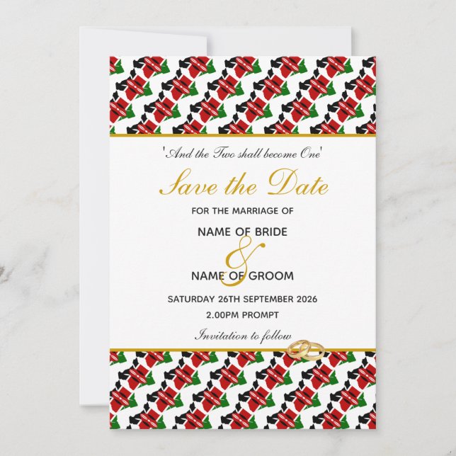 KENYA Christian Wedding Celebration Save The Date (Front)