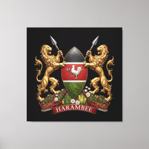 Kenya Coat arms symbol emblem country flag lion Canvas Print