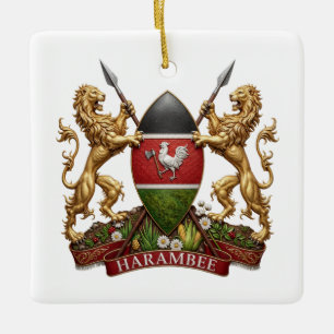 Kenya Coat arms symbol emblem country flag lion Ceramic Ornament