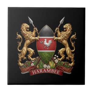 Kenya Coat arms symbol emblem country flag lion Tile