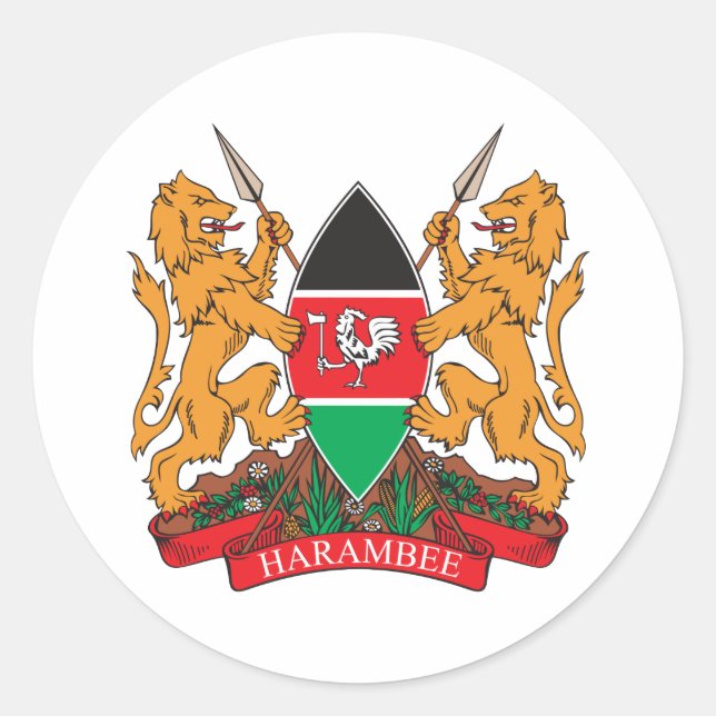 Kenya Coat Of Arms Classic Round Sticker (Front)