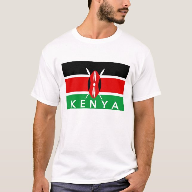 kenya country flag symbol name text T-Shirt (Front)