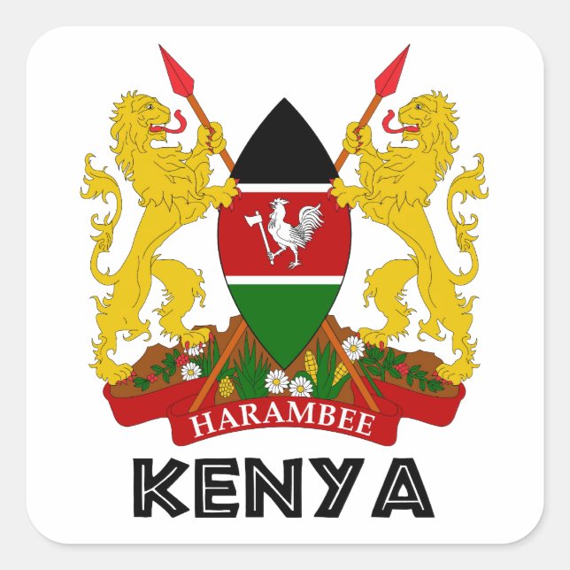 KENYA - emblem / flag / coat of arms / symbol Square Sticker (Front)