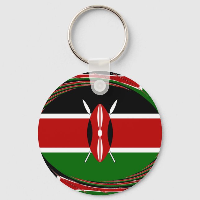 Kenya Flag Art – Patriotic & Modern Design Key Ring (Front)