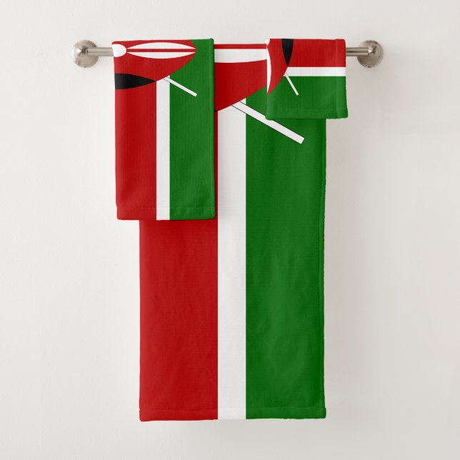 Kenya Flag Bath Towel Set (Insitu)