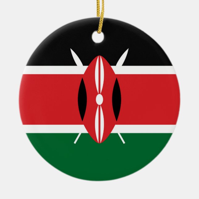 Kenya flag ceramic tree decoration (Front)