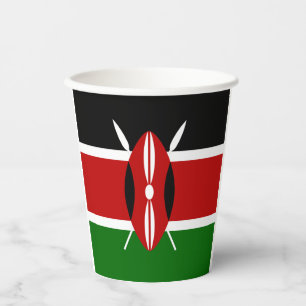Kenya flag-coat arms paper cups