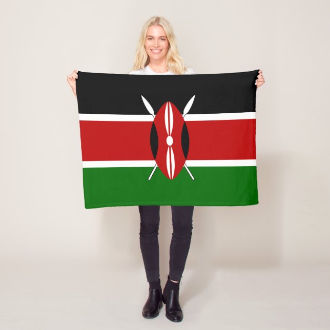 Kenya Flag Fleece Blanket (In Situ)