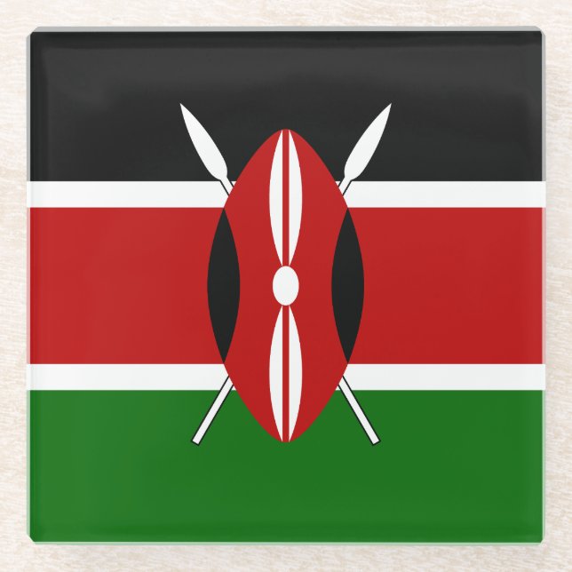 Kenya Flag Glass Coaster (Front)