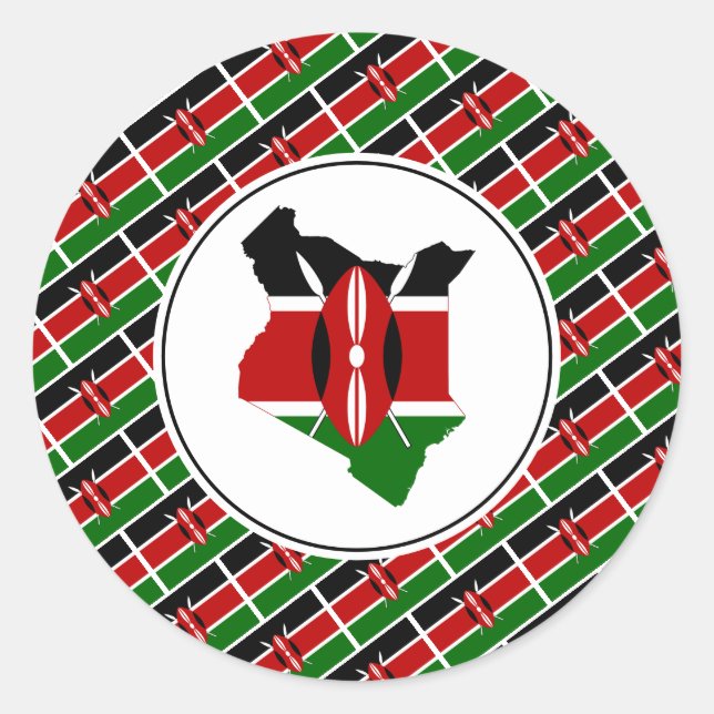 KENYA FLAG Kenyan Map Stylish Patriotic Classic Round Sticker (Front)