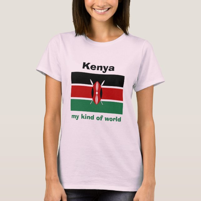 Kenya Flag + Map + Text T-Shirt (Front)