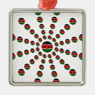 Kenya Flag Radial Pattern: Patriotic Art & Decor Metal Tree Decoration