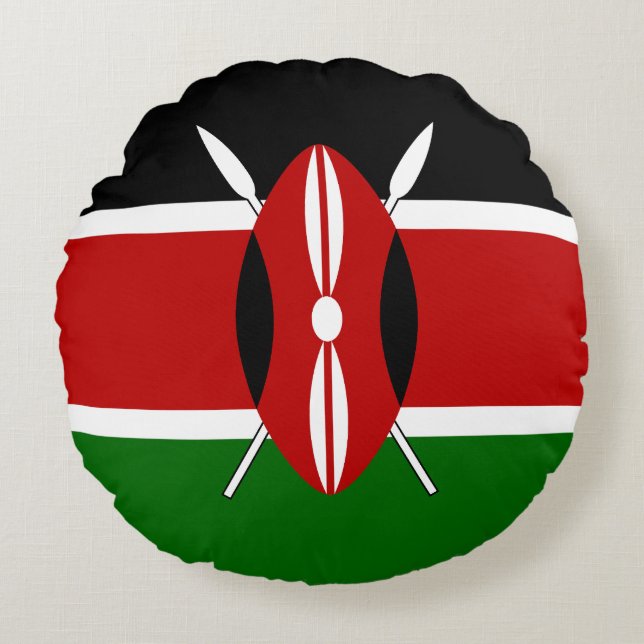 Kenya Flag Round Cushion (Front)