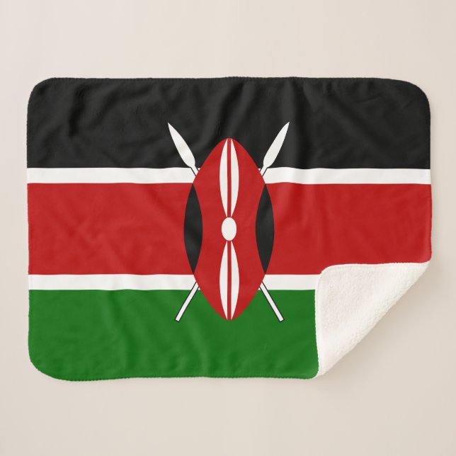 Kenya Flag Sherpa Blanket (Front (Horizontal))