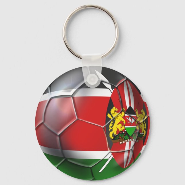 Kenya flag soccer ball soccer players gifts key ring (Front)