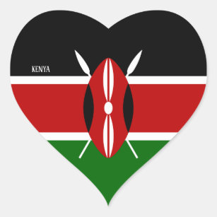 Kenya Flag Splendid Patriotic Heart Sticker