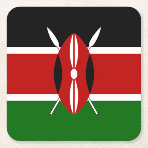 Kenya Flag Square Paper Coaster