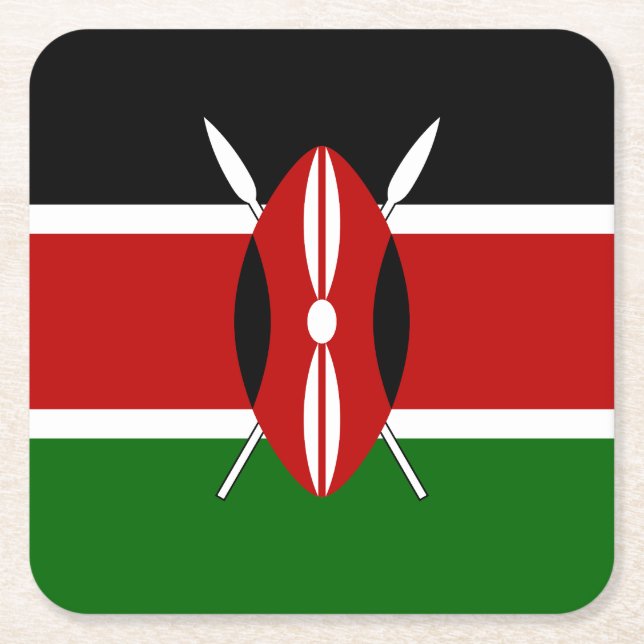 Kenya Flag Square Paper Coaster (Front)