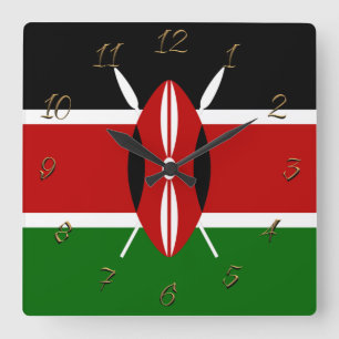 Kenya flag   square wall clock