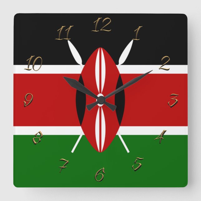 Kenya flag   square wall clock (Front)
