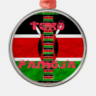 Kenya Flag Tuko Pamoja Metal Tree Decoration