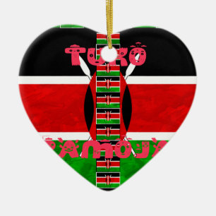 Kenya Flag: Tuko Pamoja - Unity Art Design Ceramic Tree Decoration
