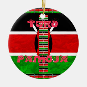 Kenya Flag: Tuko Pamoja - Unity Art Design Ceramic Tree Decoration