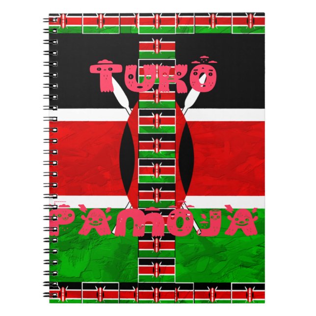 Kenya Flag: Tuko Pamoja - Unity Art Design Spiral Notebook (Front)