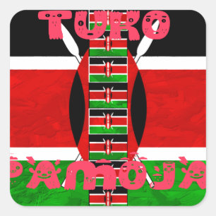Kenya Flag: Tuko Pamoja - Unity Art Design Square Sticker