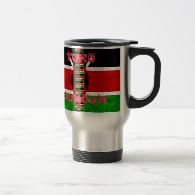 Kenya Flag: Tuko Pamoja - Unity Art Design Travel Mug (Right)