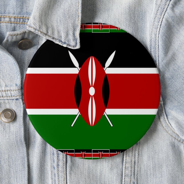 Kenya Flag: With Miniature Flag Frame Border Art  6 Cm Round Badge (In Situ)