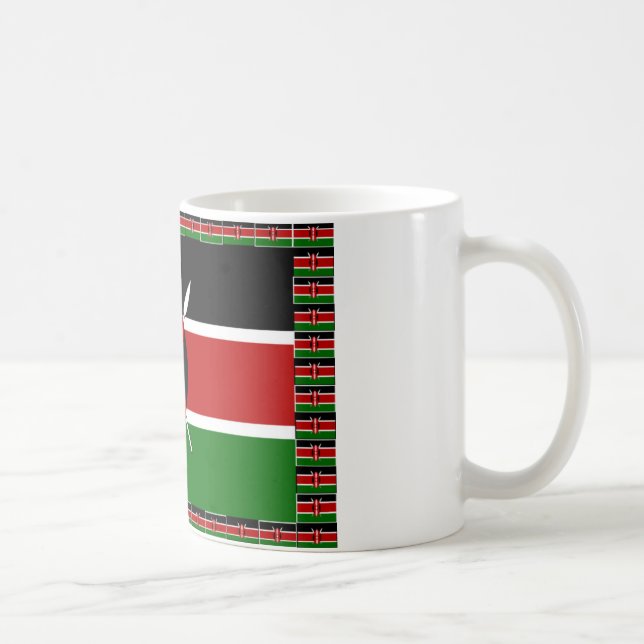 Kenya Flag: With Miniature Flag Frame Border Art  Coffee Mug (Right)
