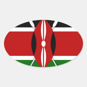 Kenya Flag: With Miniature Flag Frame Border Art  Oval Sticker