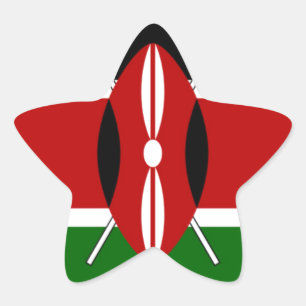 Kenya Flag: With Miniature Flag Frame Border Art  Star Sticker