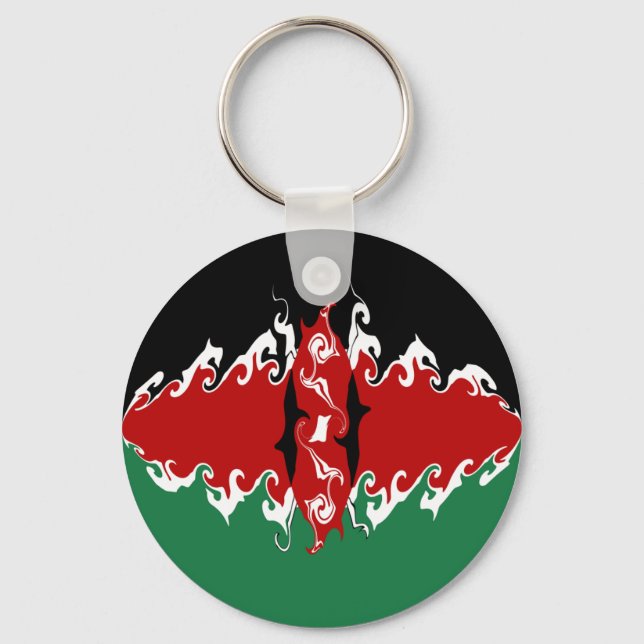 Kenya Gnarly Flag Key Ring (Front)