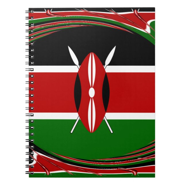 Kenya Hakuna Matata Black Red Green Spiral Notebook (Front)