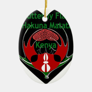 Kenya: Hakuna Matata Swahili   Butterfly Abstract  Ceramic Tree Decoration