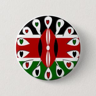 Kenya Hearts 6 Cm Round Badge