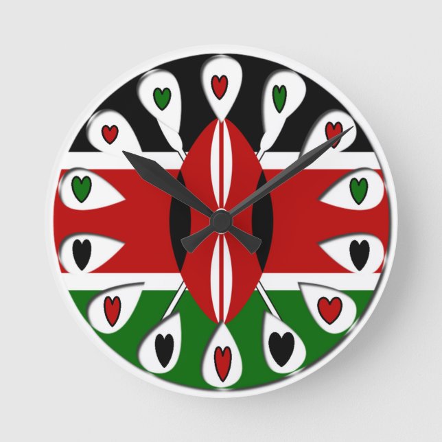 Kenya Hearts Round Clock (Front)