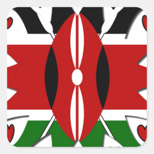Kenya Hearts Square Sticker