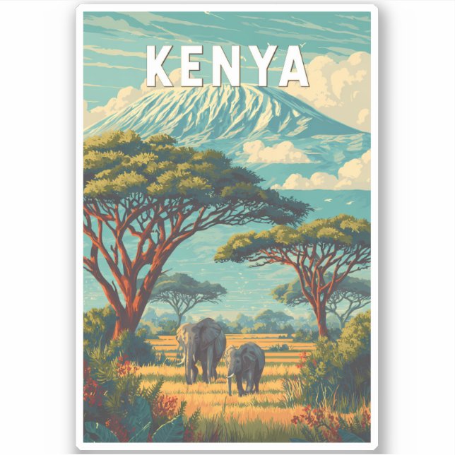 Kenya Illustration Travel Art Vintage (Front)