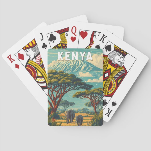 Kenya Illustration Travel Art Vintage Playing Cards (Back)