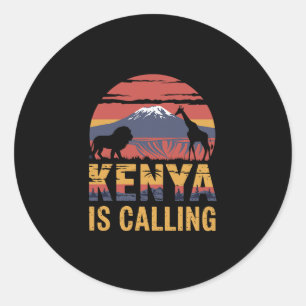 Kenya Is Calling Safari Lover African Wildlife Vac Classic Round Sticker