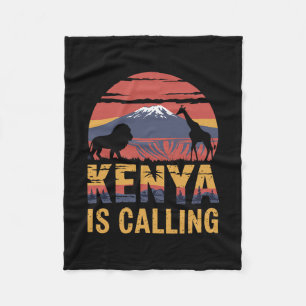 Kenya Is Calling Safari Lover African Wildlife Vac Fleece Blanket