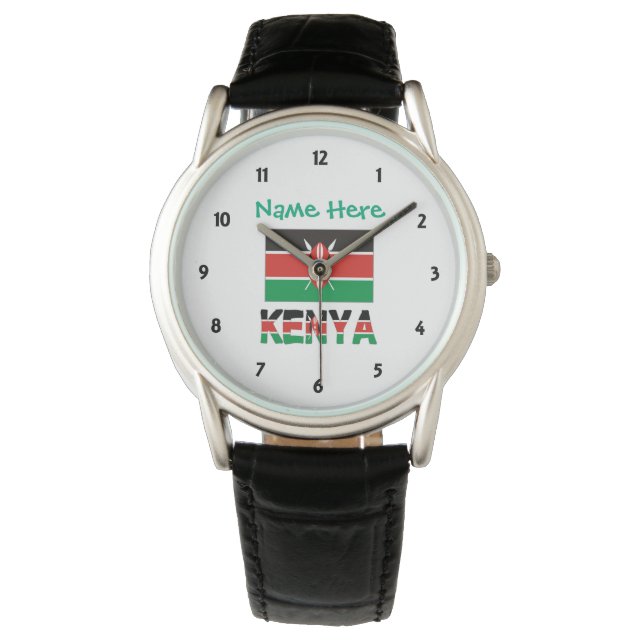 Kenya Kenyan Flag Green Personalised Men's  Watch (Front)