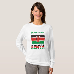 Kenya Kenyan Flag Green Personalised Name T-Shirt