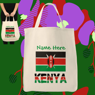 Kenya Kenyan Flag Green Personalised  Tote Bag